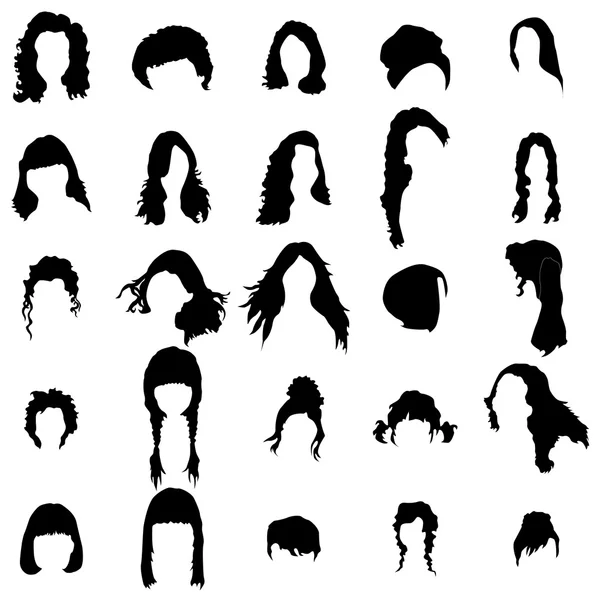 Kvinna hår Formatuppsättning silhuetter — Stock vektor