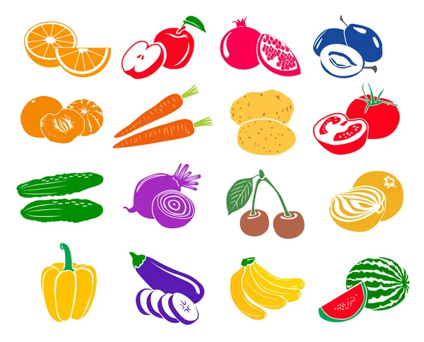 果物や野菜のアイコンを設定 — ストックベクタ