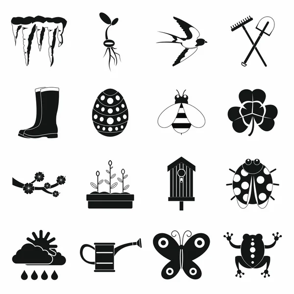 Conjunto de ícones de primavera, estilo simples —  Vetores de Stock