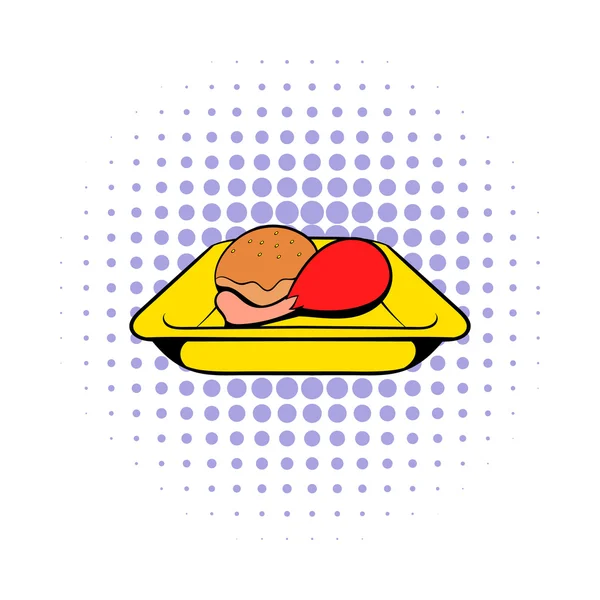 Icono de almuerzo de avión, estilo cómics — Vector de stock