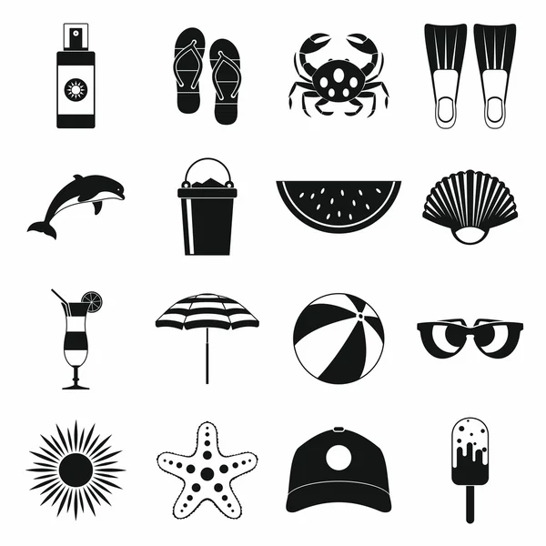 Summer icons set, simple style — Stock Vector