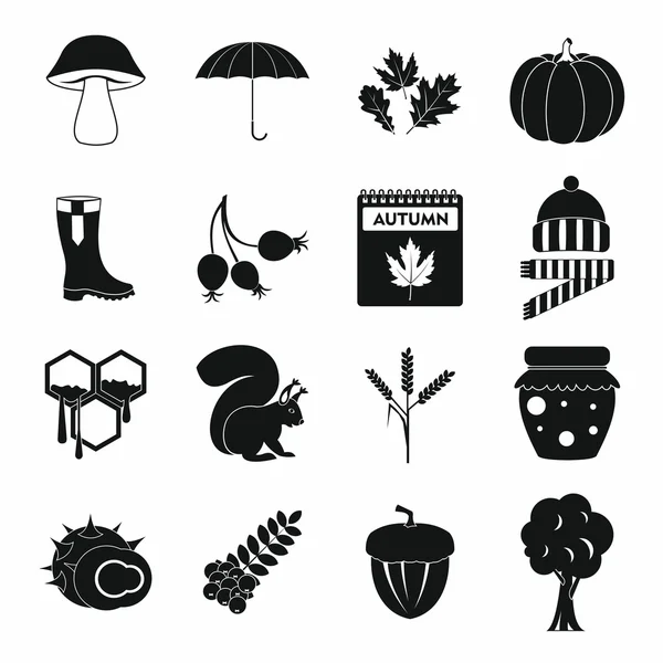 Conjunto de ícones de outono, estilo simples — Vetor de Stock