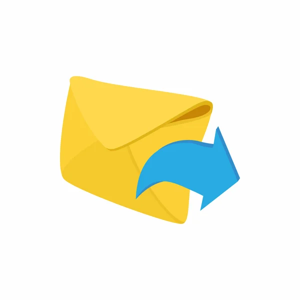 Envelop en blauwe pijlpictogram, cartoon stijl — Stockvector
