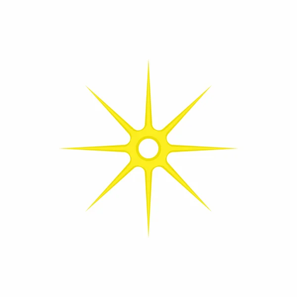 Icône étoile dorée à huit branches, style dessin animé — Image vectorielle