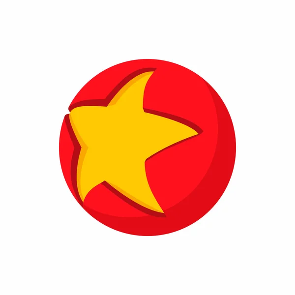 Gouden ster in een rode cirkel pictogram, cartoon stijl — Stockvector