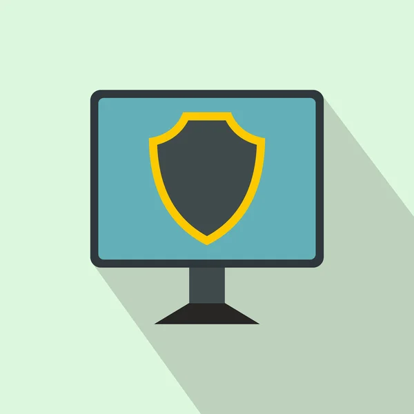 Monitor con scudo di sicurezza sull'icona dello schermo — Vettoriale Stock