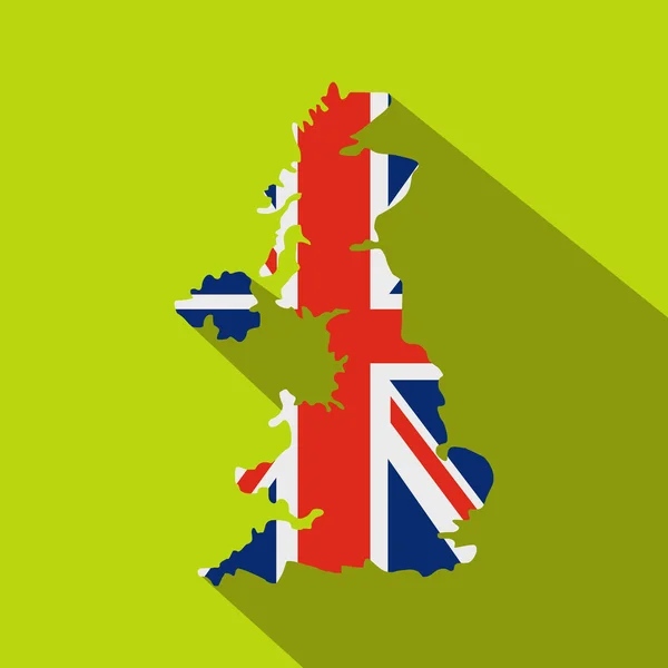 Mapa do Reino Unido do ícone da bandeira nacional, estilo plano — Vetor de Stock