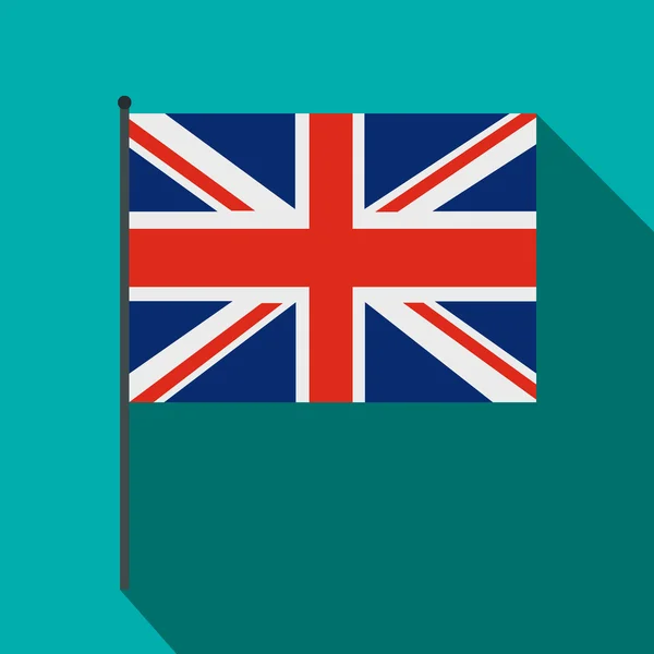 Bandeira da Grã-Bretanha com ícone de mastro, estilo plano — Vetor de Stock