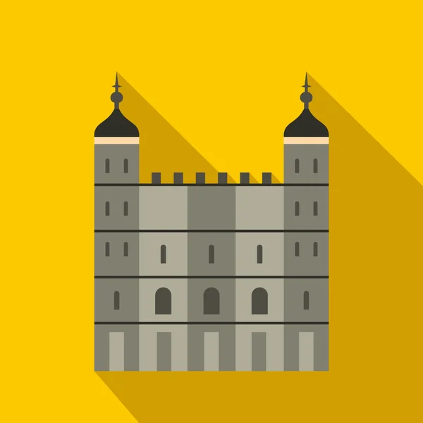 Torre de Londres en Inglaterra icono, de estilo plano — Vector de stock