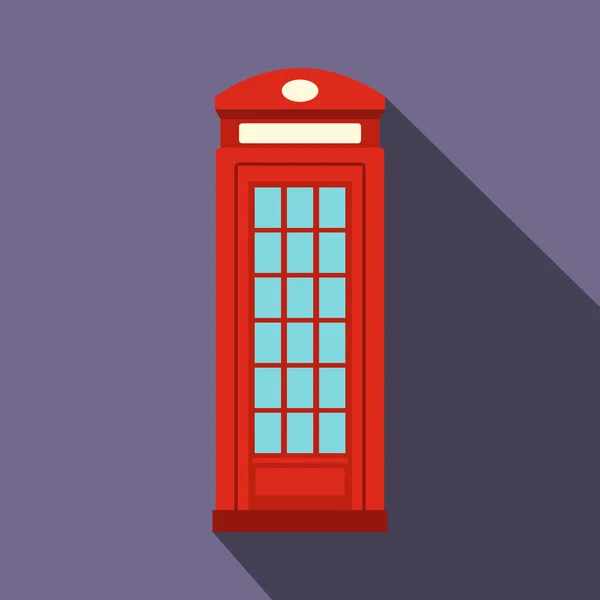 British red phone booth icon, flat style — Stock Vector