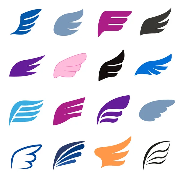 Wing icons set, isomettric 3d style — Stock Vector