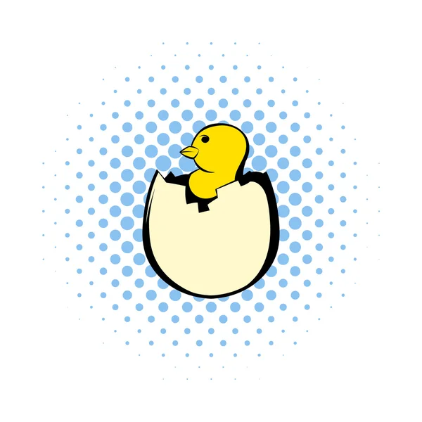 Żółty kurczak noworodka wykluły się z jaj ikona — Wektor stockowy