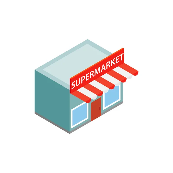 Icono de construcción de supermercados, estilo isométrico 3d — Archivo Imágenes Vectoriales