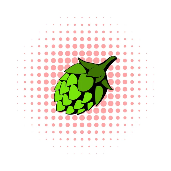 Zelený hop ikona, komiks styl — Stockový vektor