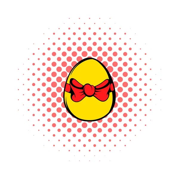 Paasei met een rode boog pictogram, comics stijl — Stockvector