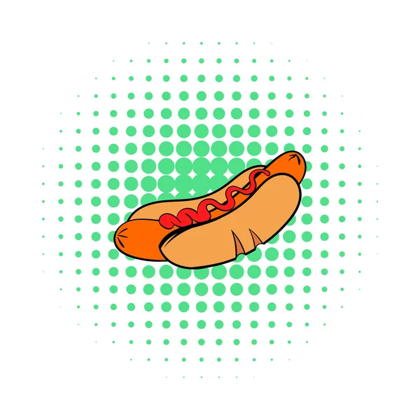 热狗与芥末图标，漫画风格 — 图库矢量图片