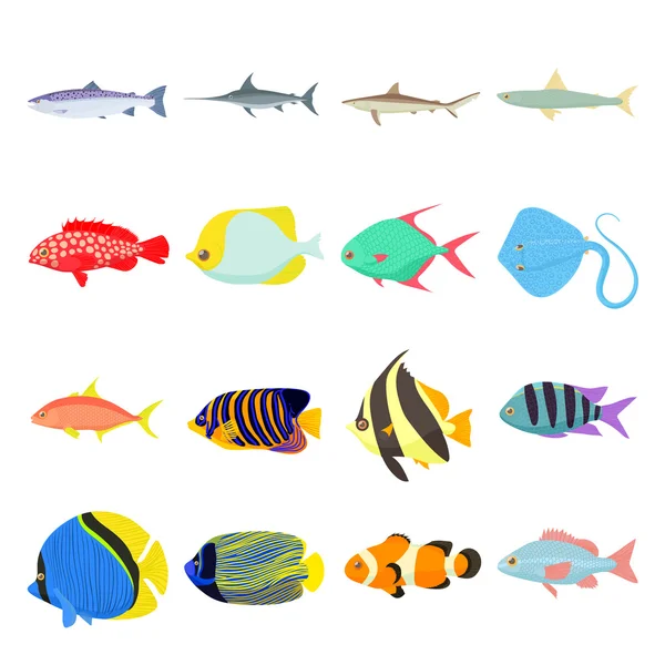 Ensemble d'icônes de poisson — Image vectorielle