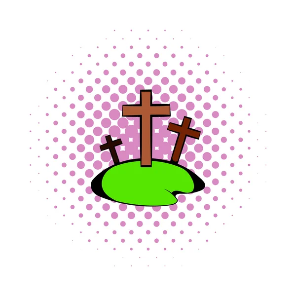 Cemetery icon in comics style — Stock Vector