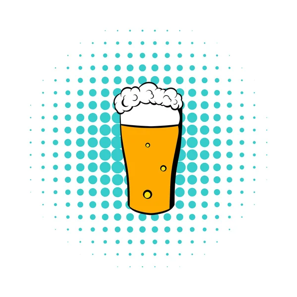 Glas bier pictogram, comics stijl — Stockvector