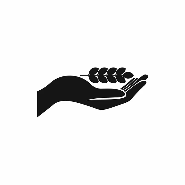 Hand som håller vete örat ikon, enkel stil — Stock vektor