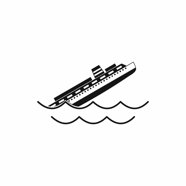 Zinkende schip pictogram, eenvoudige stijl — Stockvector