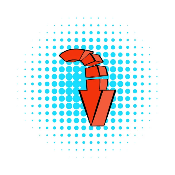 Icono de flecha roja hacia abajo, estilo cómics — Vector de stock