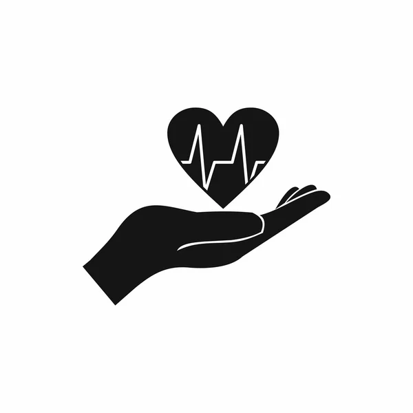 Mão segurando coração com ecg ícone de linha —  Vetores de Stock