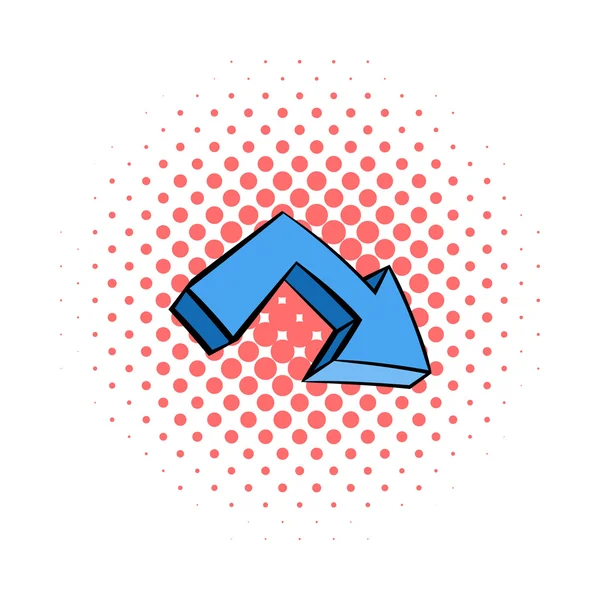 Blue arrow icon, comics style — Stock Vector