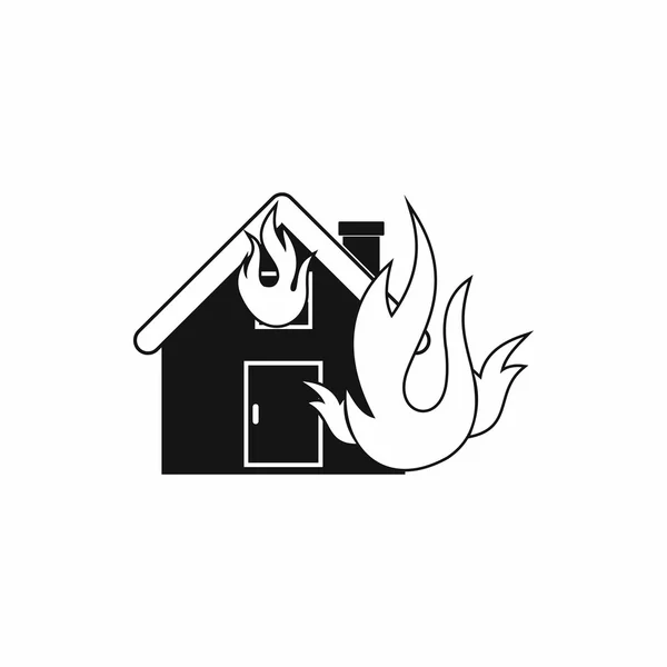 Huis op brand pictogram, eenvoudige stijl — Stockvector