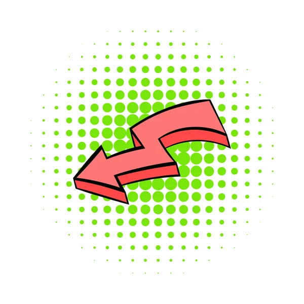 Törött piros nyíl ikon, képregény stílusban — Stock Vector