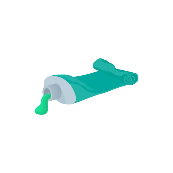 Tubo usado del icono de la pasta de dientes, estilo de dibujos animados — Vector de stock