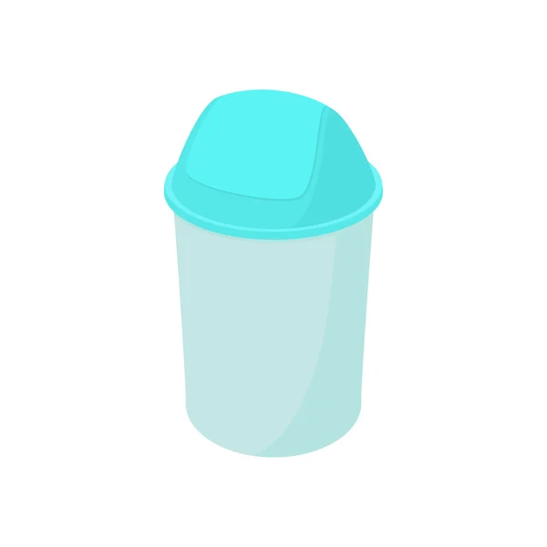 Trash plastic can with lid icon, cartoon style — Stock Vector