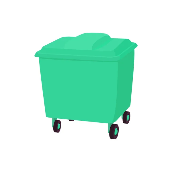 Yeşil çöp konteyner simgesi, karikatür tarzı — Stok Vektör