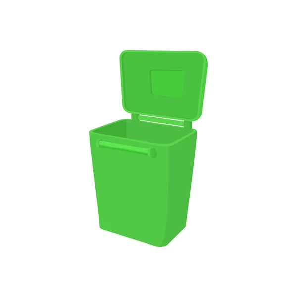 Πράσινο σκουπίδια δοχείο εικονίδιο, ύφος κινούμενων σχεδίων — Διανυσματικό Αρχείο