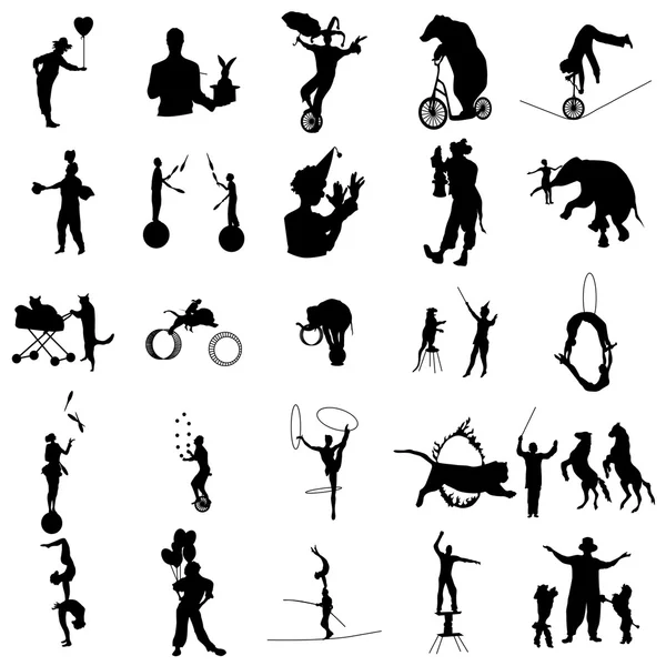 Ensemble de silhouette de cirque, style simple — Image vectorielle