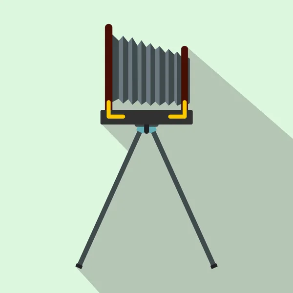 Eski fotoğraf makinesi tripod simgesi, düz stil ile — Stok Vektör