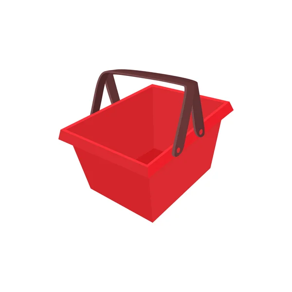Ícone de cesta de compras vermelho, estilo dos desenhos animados — Vetor de Stock