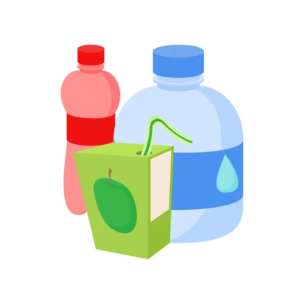 Sortiment av drycker ikon, tecknad stil — Stock vektor