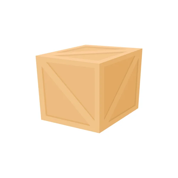 Icône boîte en bois, style dessin animé — Image vectorielle