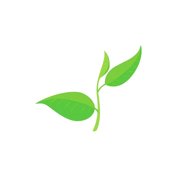 Иконка зеленого чайного листа, стиль мультфильма — стоковый вектор