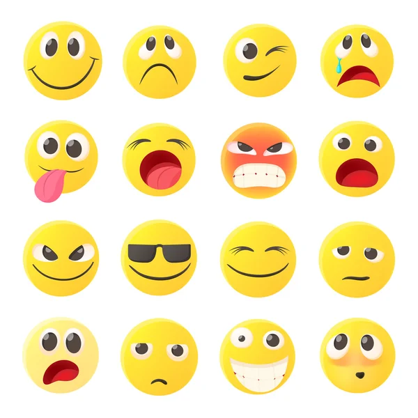 Emoticon icons set, cartoon style — Stock Vector