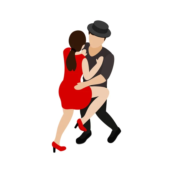 Икона танцоров танго, изометрический 3d стиль — стоковый вектор