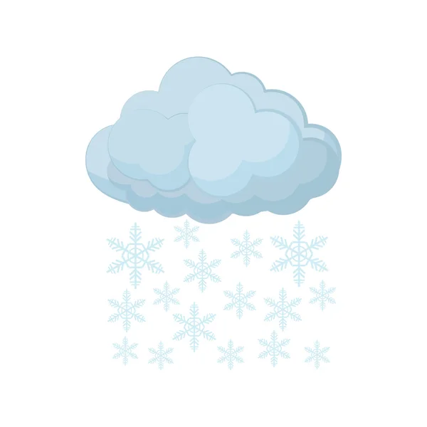 Cloud en sneeuwvlokken pictogram, cartoon stijl — Stockvector