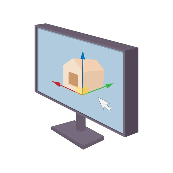 Computermonitor mit Architektur-Programm-Symbol — Stockvektor