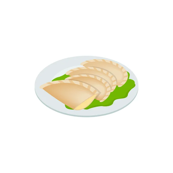 Empanada, hús pite ikon, izometrikus 3D-s stílus — Stock Vector