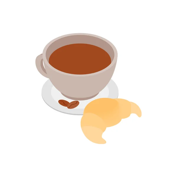 Taza de café con un icono de croissant — Vector de stock