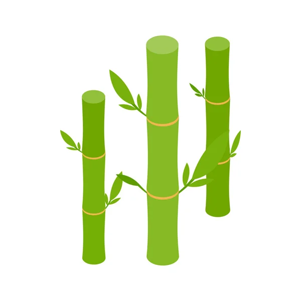 Icona steli di bambù verde, stile 3d isometrico — Vettoriale Stock