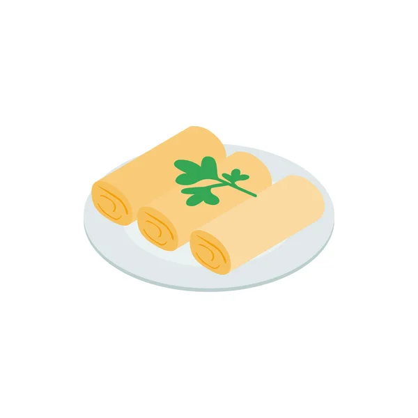 Spring rolls icon, isometric 3d style — Stock Vector