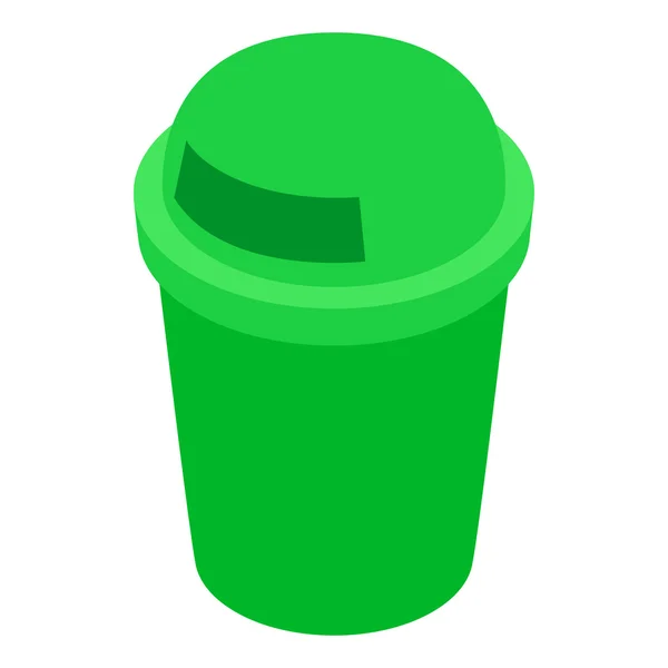 Grünes Symbol für den Mülleimer im Freien, isometrischer 3D-Stil — Stockvektor