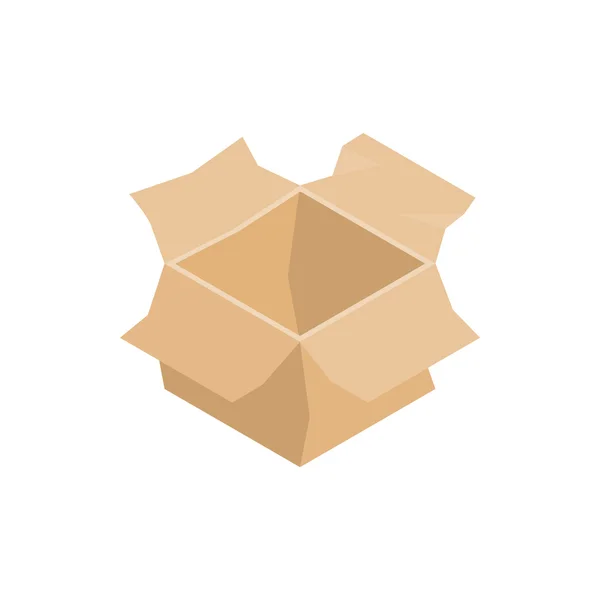 Apri l'icona della scatola di cartone vuota, in stile isometrico 3d — Vettoriale Stock